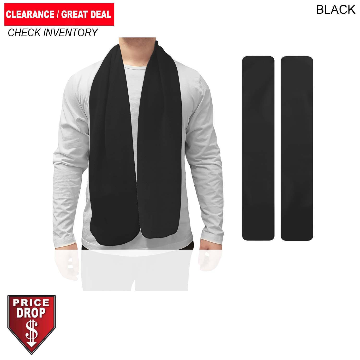 Black Scarf, Size 8"x60", Ultra Soft and Smooth Microfleece Fabric, Blank Only