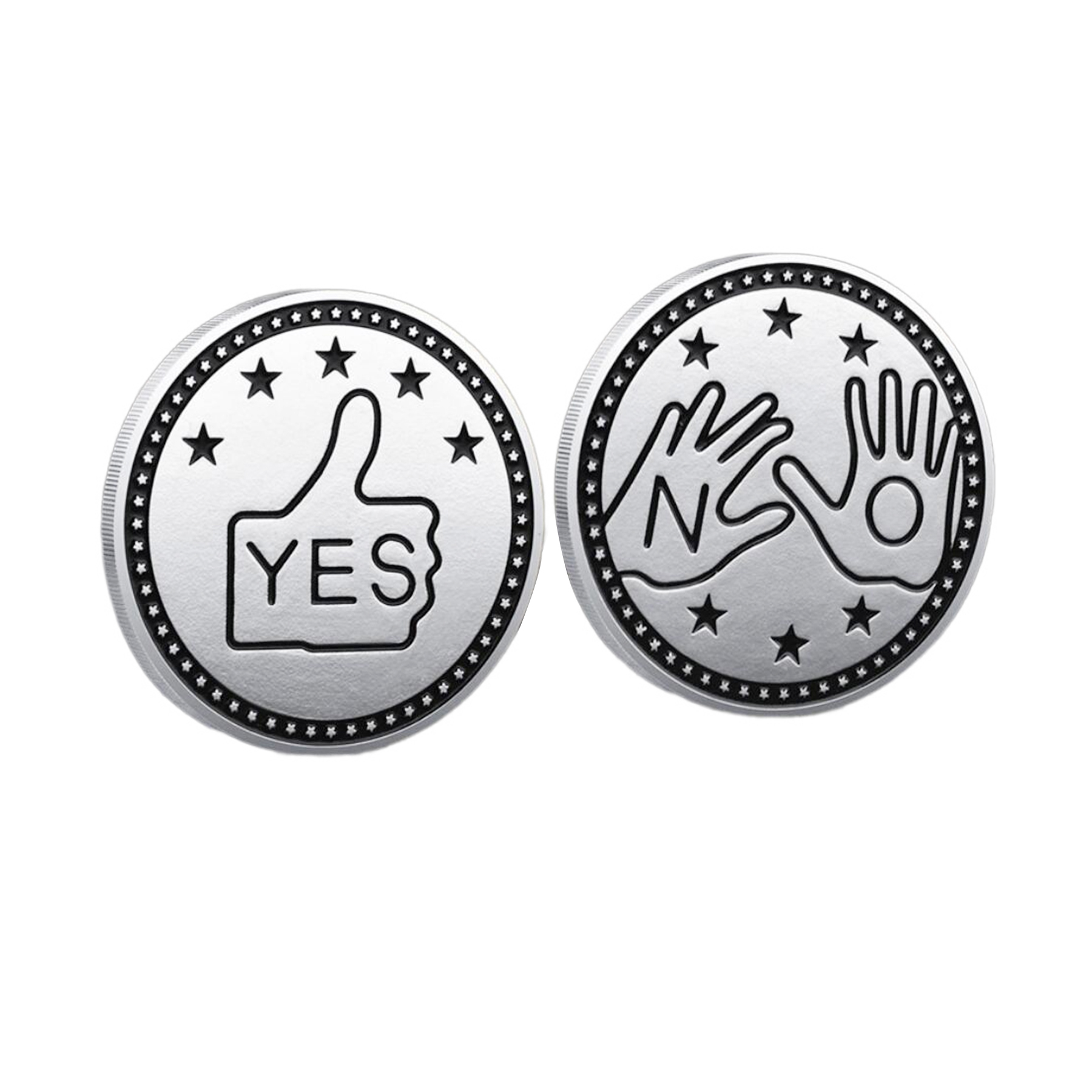 YES NO Letter Ornaments Challenge Coins 1