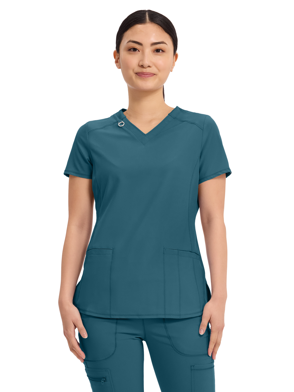Infinity - Women's 2 Pocket Princess Seams V-Neck Top 37