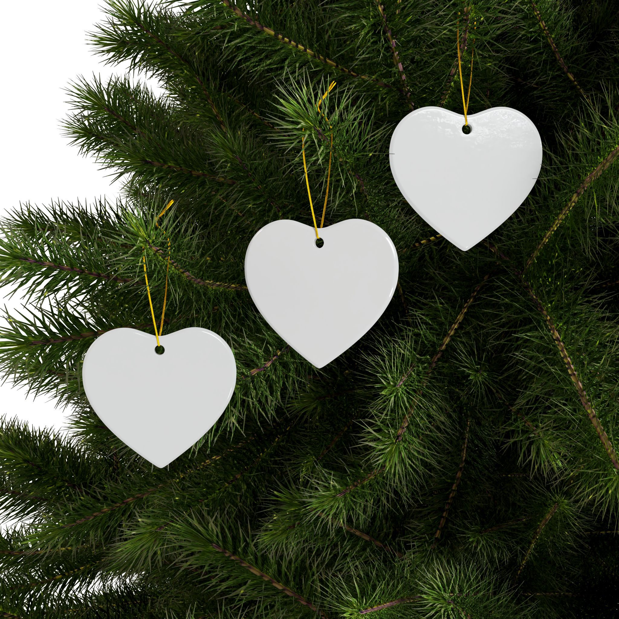 3 Inch Christmas Ceramic Ornaments-Heart 2