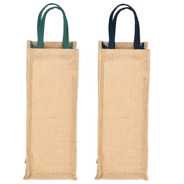 Jute Single Bottle Wine Tote, custom tote bag with logo imprint 4