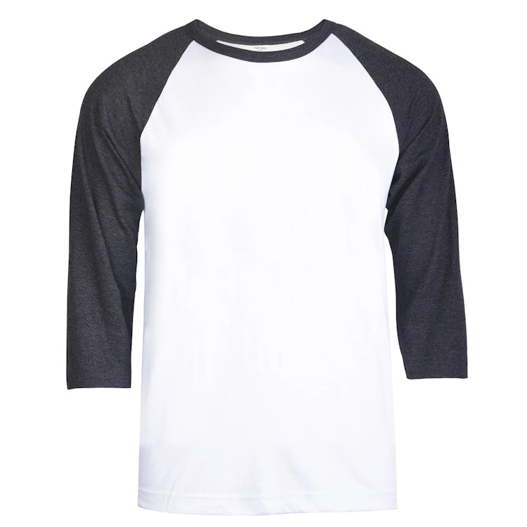 Men's 3/4 Sleeve Baseball T-Shirt - 2XL Charcoal/White 2