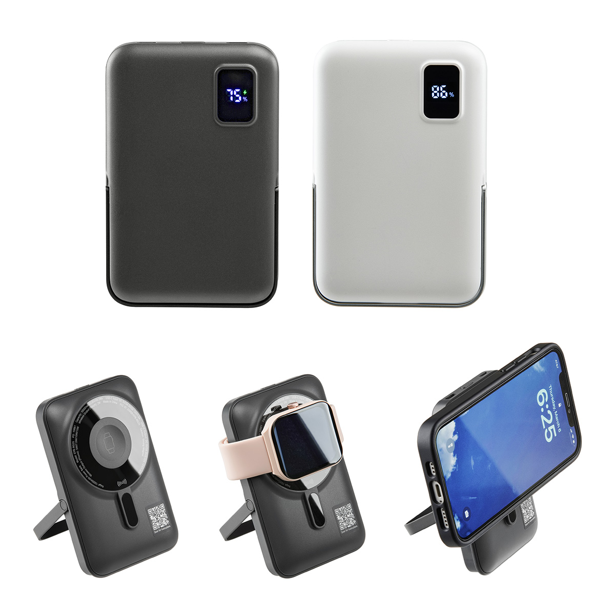 Regal 10000mAh 20W PD Power Bank w/15W Magnetic Wireless Charger, Watch Charger & Phone Stand 31
