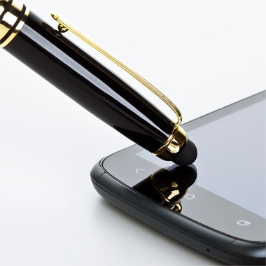 Elegant Heavy Weight Brass Ball Point Pen with Stylus - Gun Metal 3