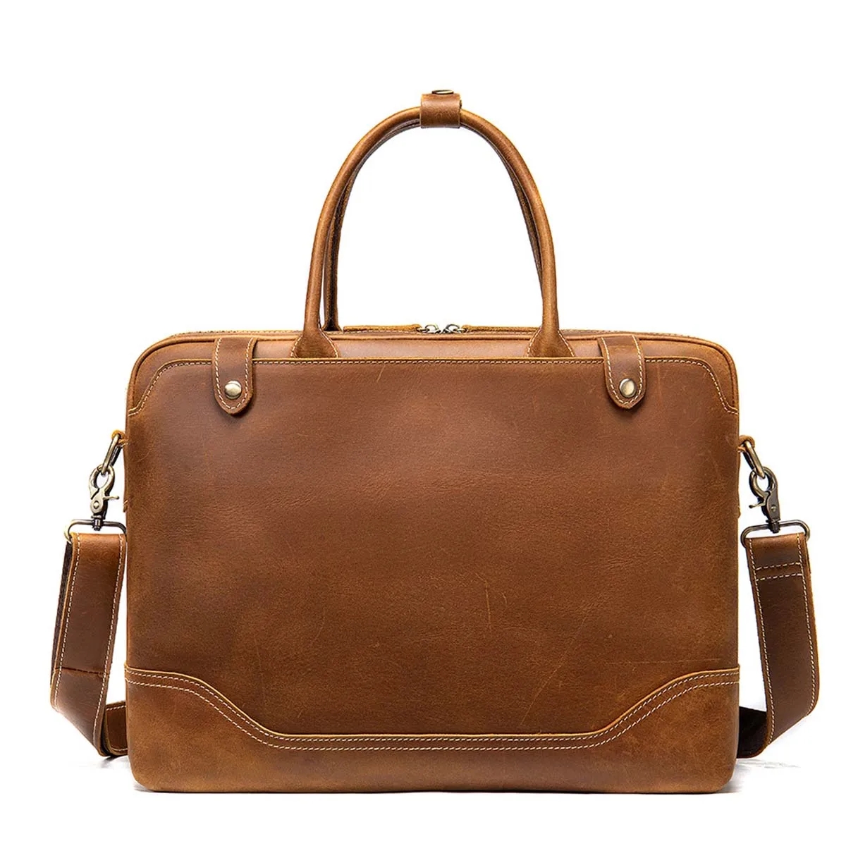 15.6 Inch Laptop Genuine Leather Men's Handbag Briefcase 8