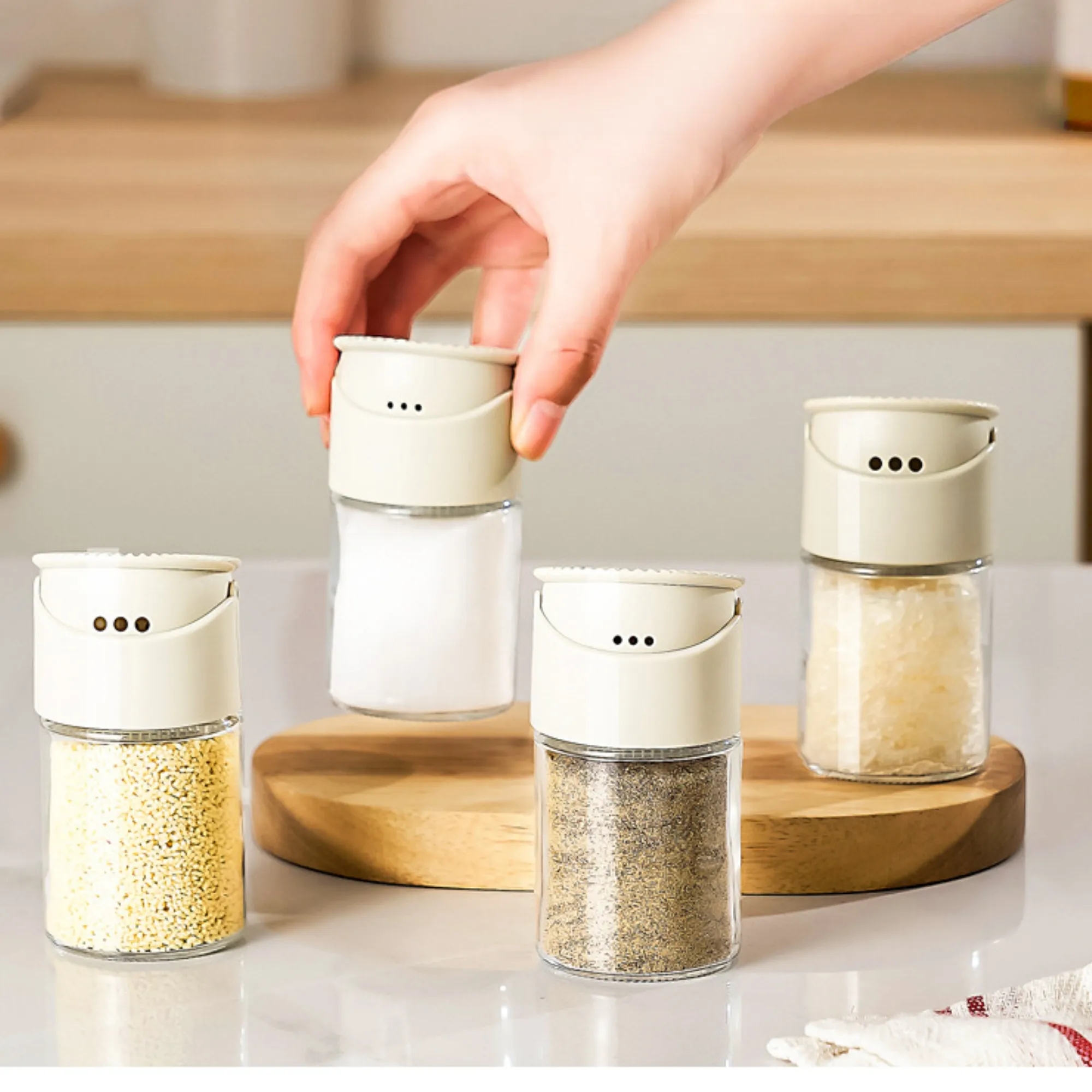 2 Spout Glass Condiment Dispenser Pepper Seasoning Shaker 4