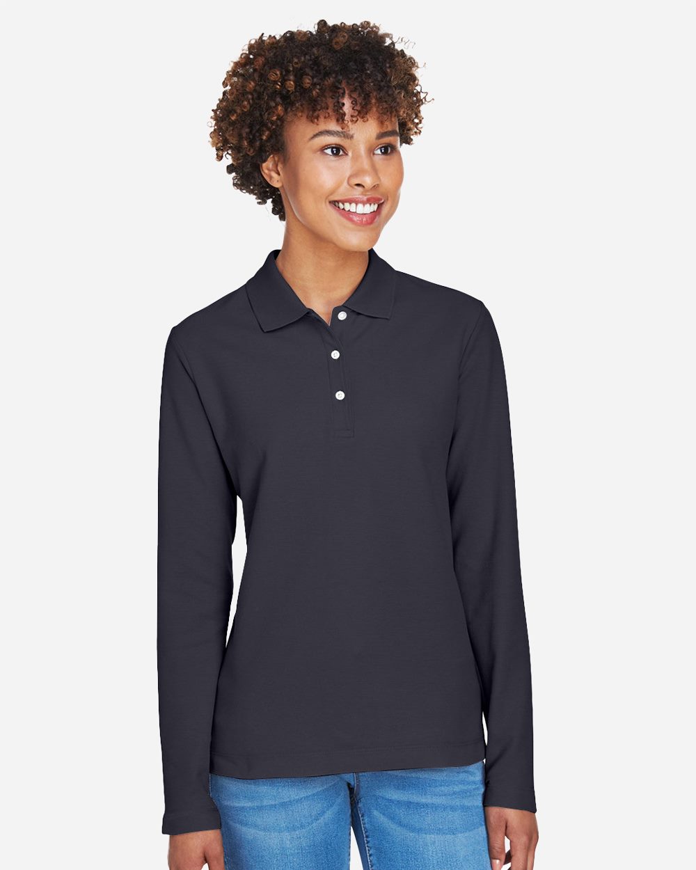 Women's Pima Piqué Long Sleeve Polo - D110W 5