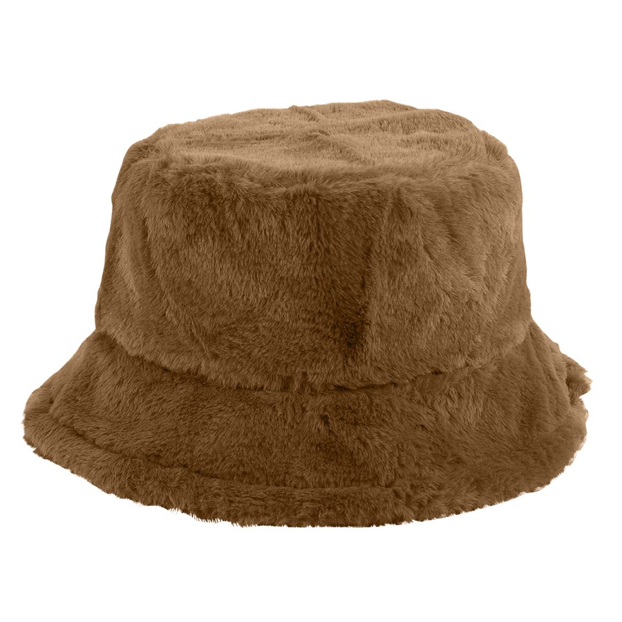 Solid Color Faux Fur Bucket Hat with Custom Logo 14