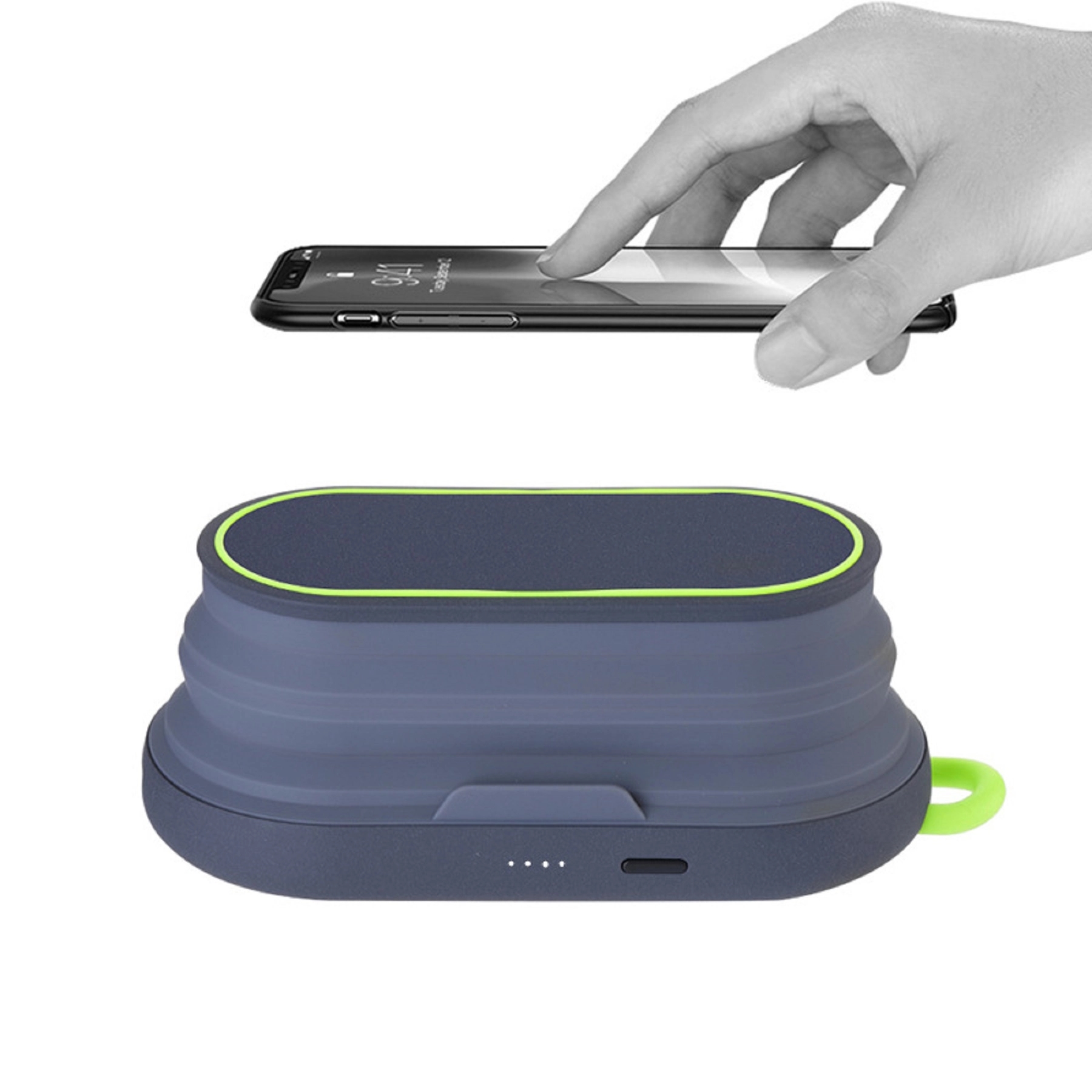 LED Foldable Qi Fast Wireless Charger with 5000mA Power Bank 3