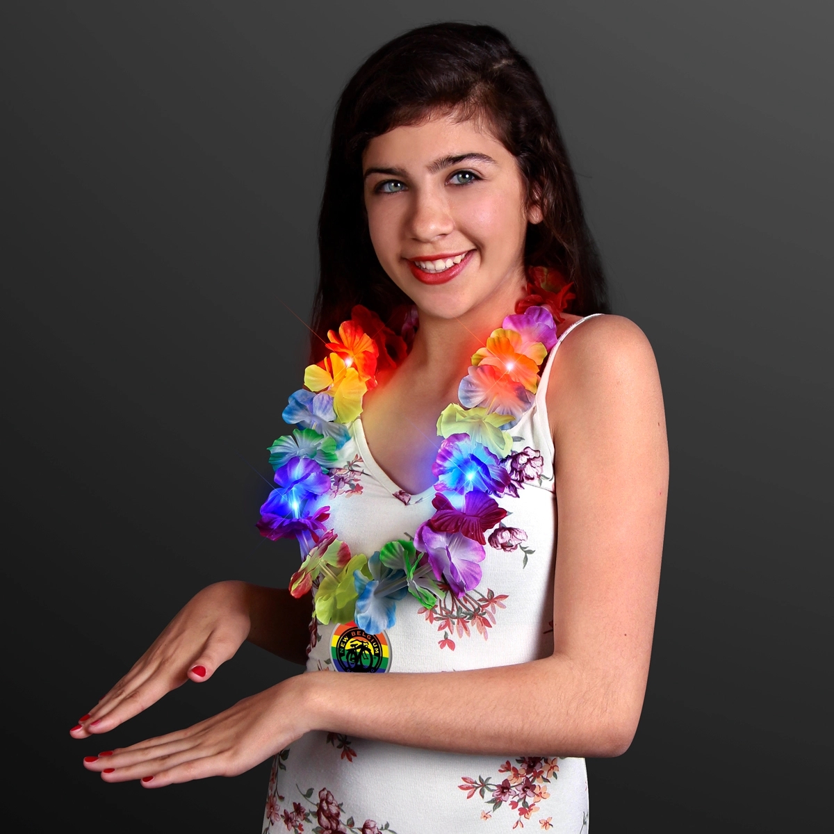 LED Rainbow Flower Lei Party Necklace with Medallion 4