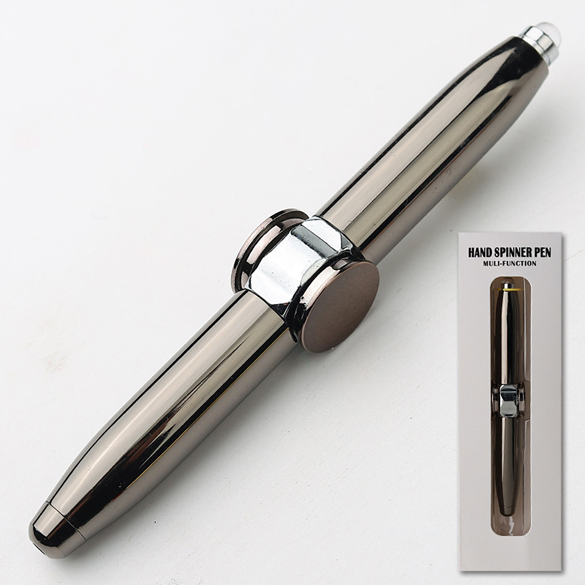 Anti-Anxiety LED Fidget Spinner Finger Gyro Rotating Metal Ballpoint Pen 11