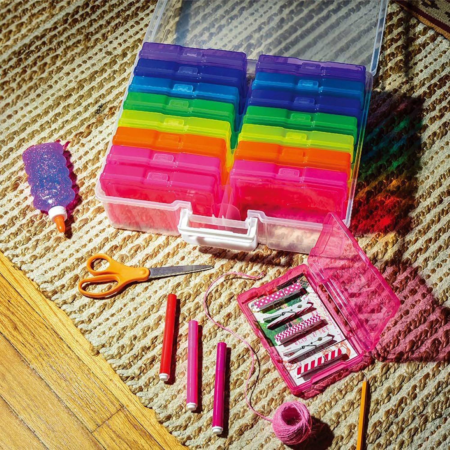 Transparent Storage Box w/ 16 Multi-Color Craft Keeper 4