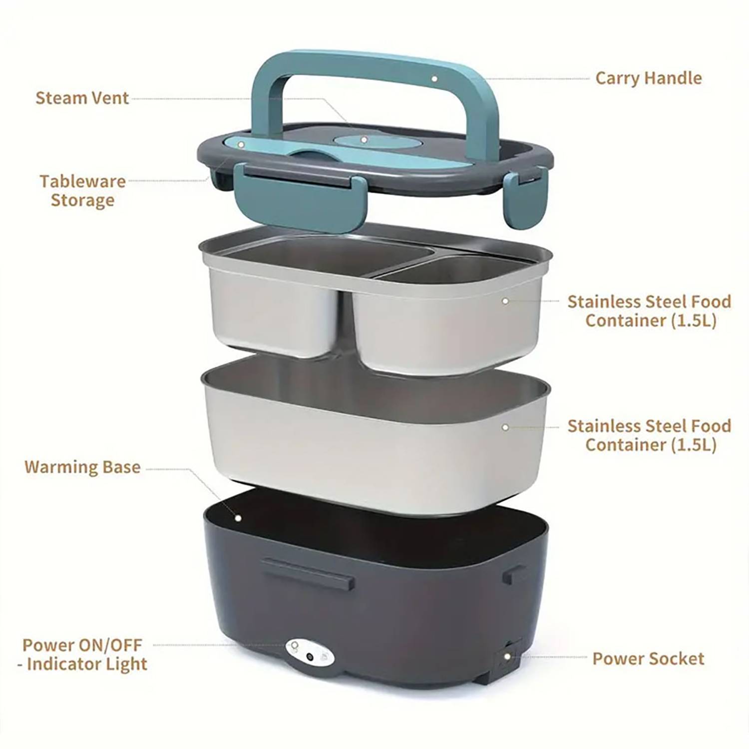 Stainless Steel Heatable Lunch Box 7