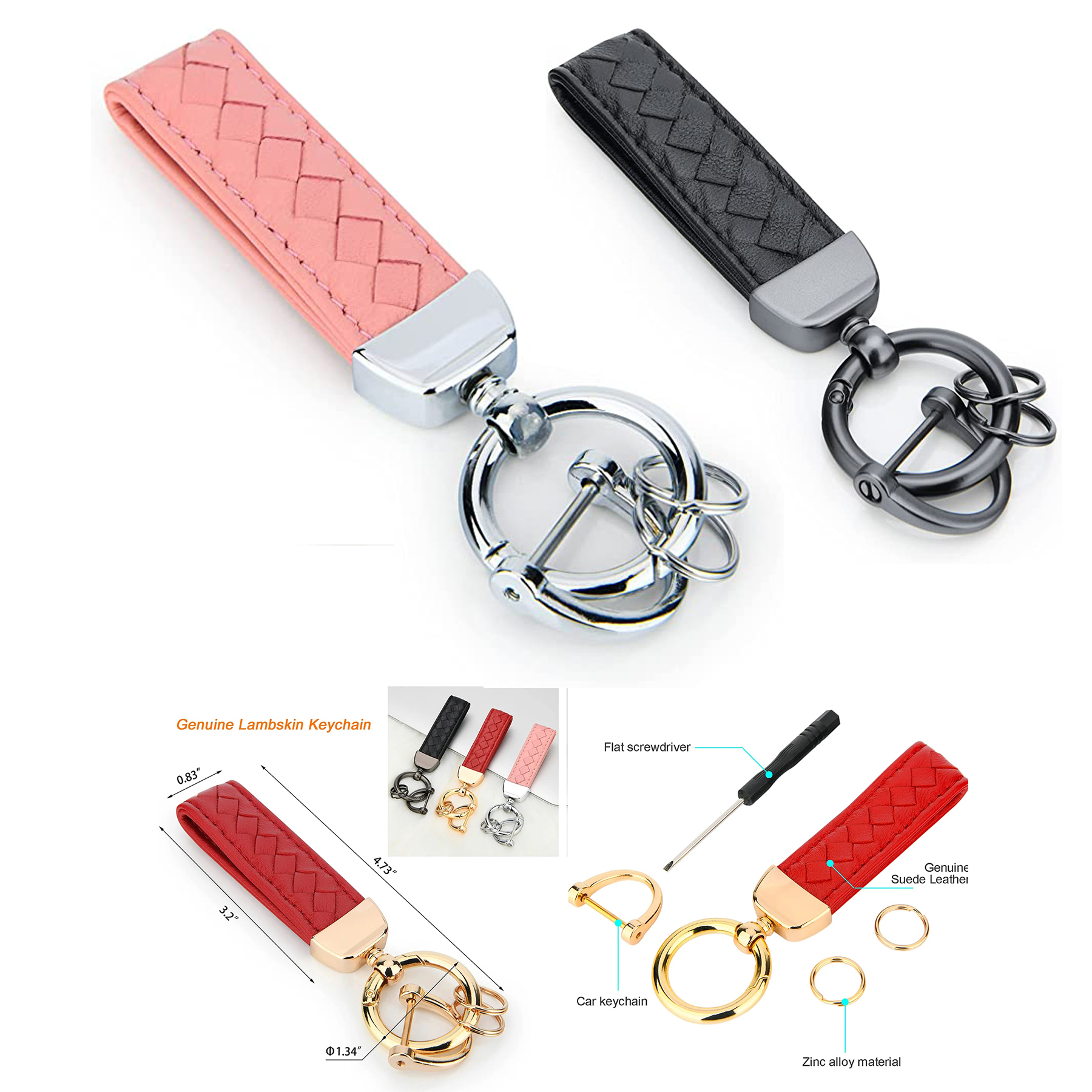 Leather Keychain with Detachable Key Ring
