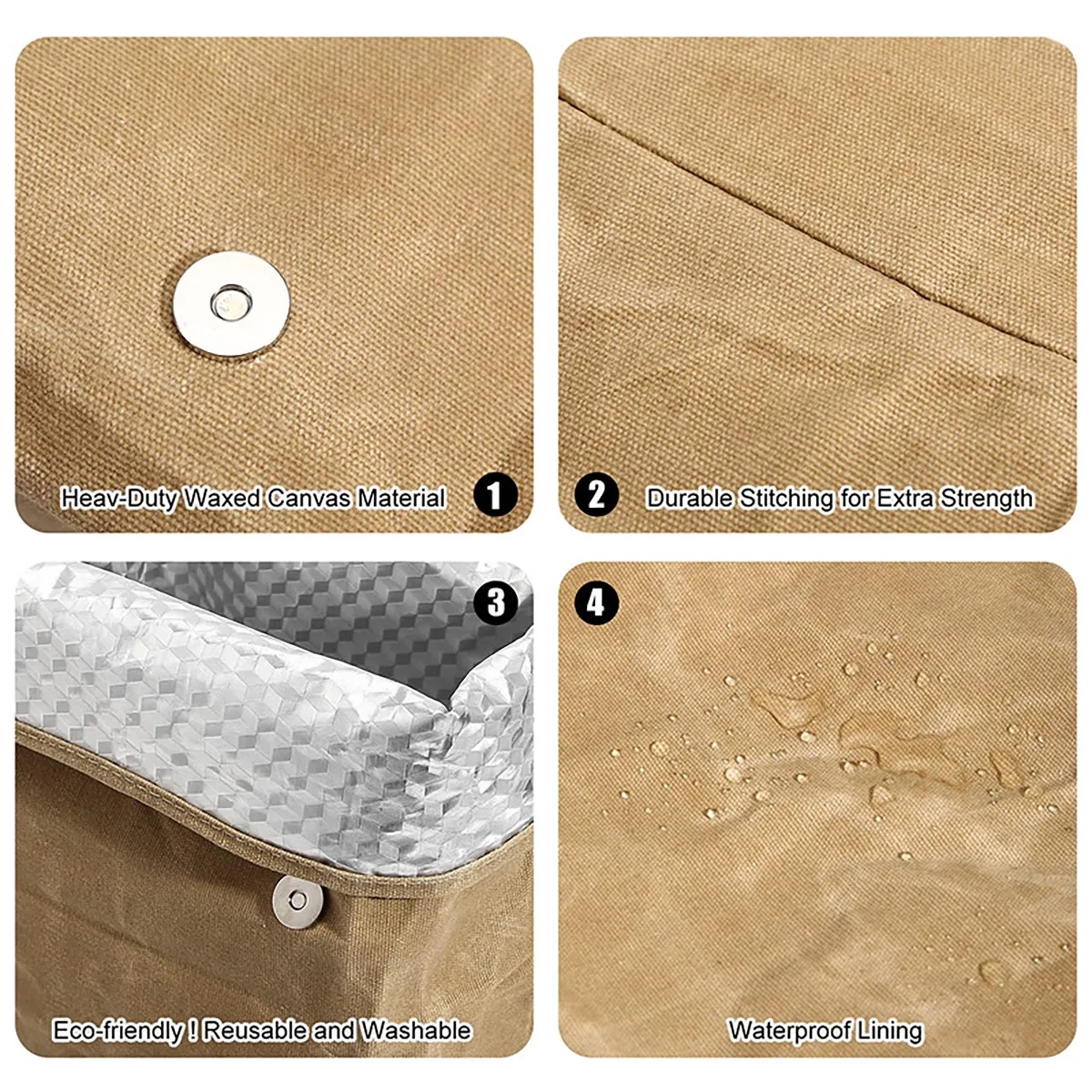 Packaging Waxed Canvas Trendy Reusable Vintage Lunch Bag 4