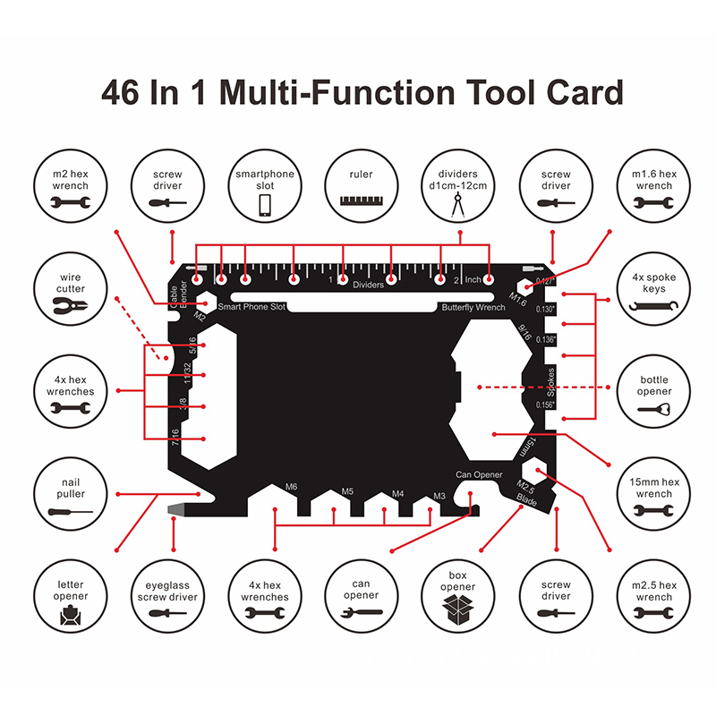 46 in 1 Multitool Credit Card Size 10