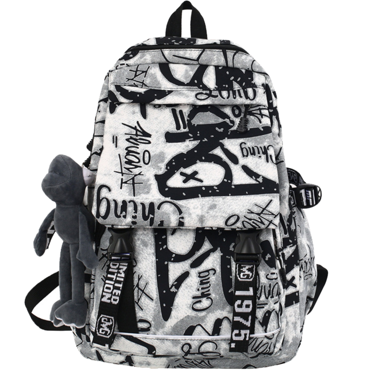 Waterproof Nylon Travel Spacious Backpack w/ Plush Pendant 2