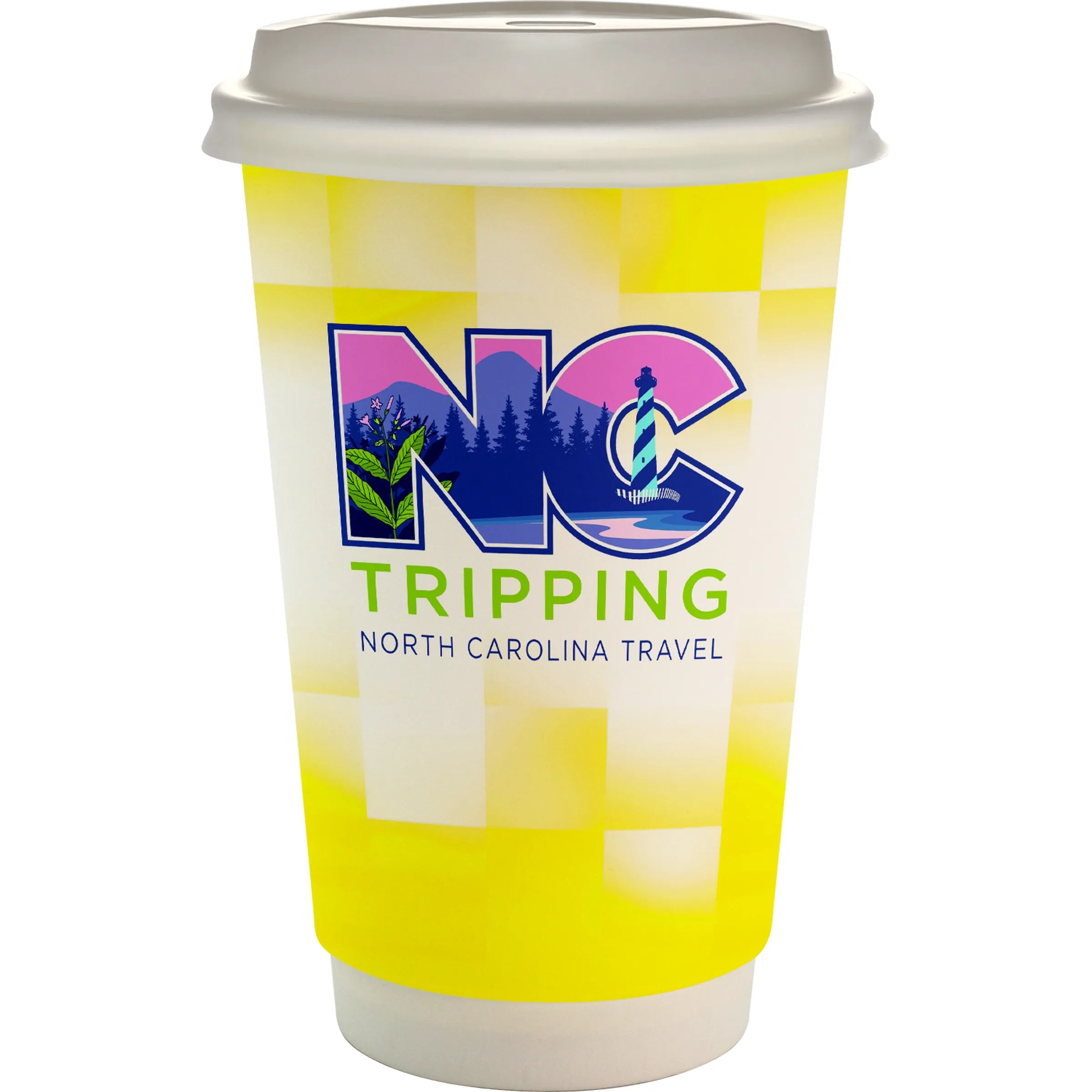 16 oz. Full Color Shaded Checkers Paper Cup With Lid 12
