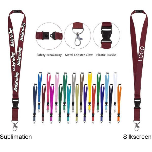 3/4" Polyester Lanyard W/ Lobster Claw and Buckle & Safety Breakaway(Sublimation) 2