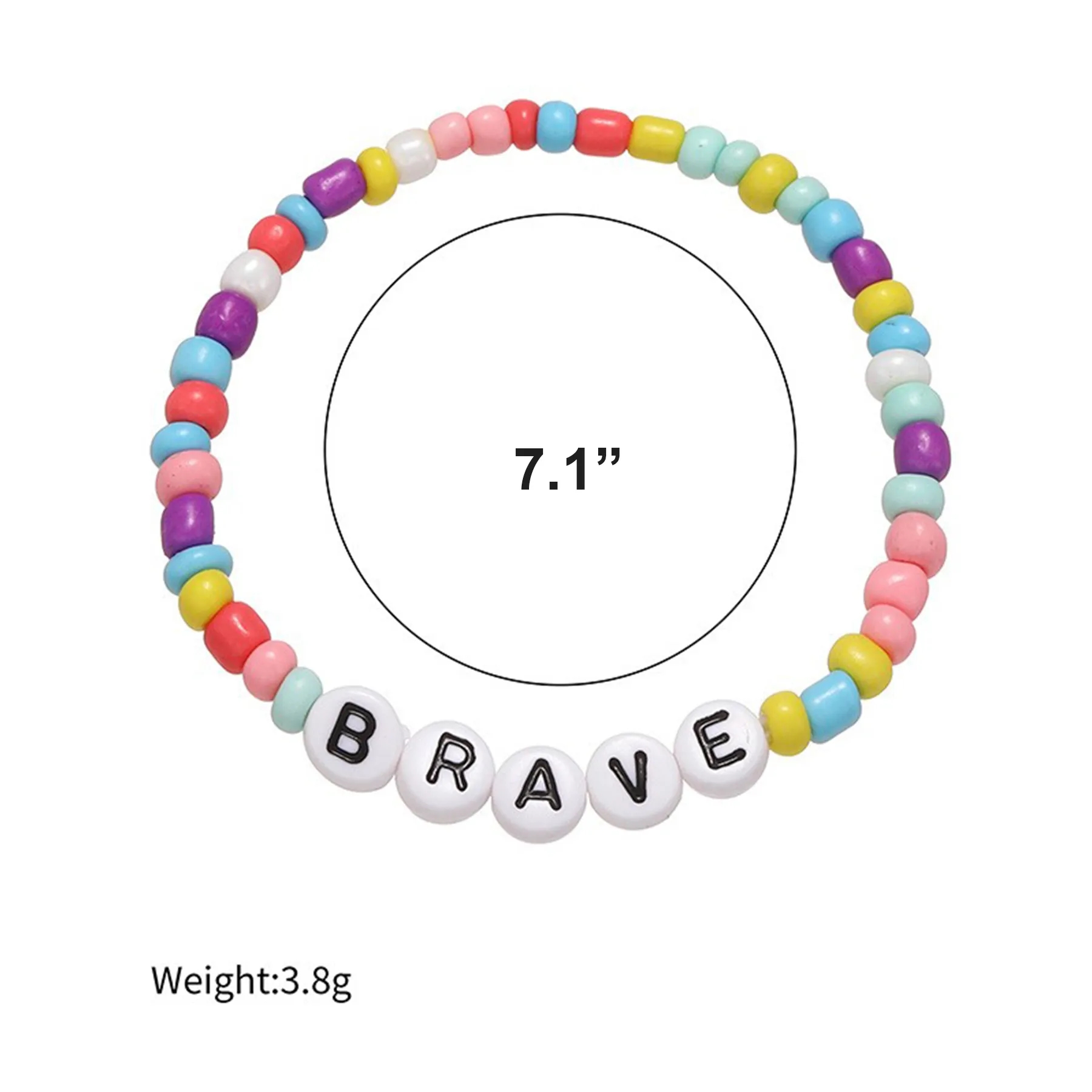 Beaded Letter Beads Elastic Bracelet 9