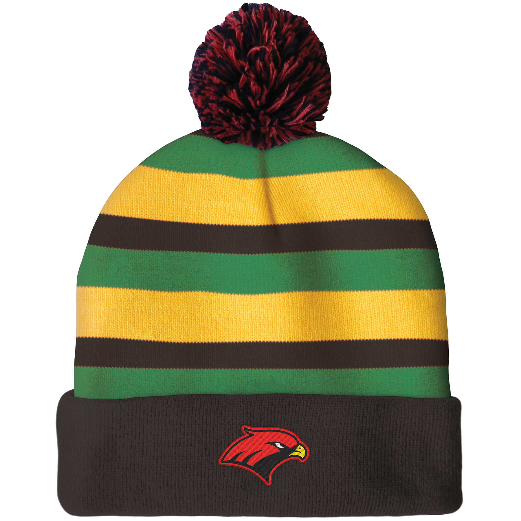 Knit Beanie with Pom and Cuff (Woven Logo) 4