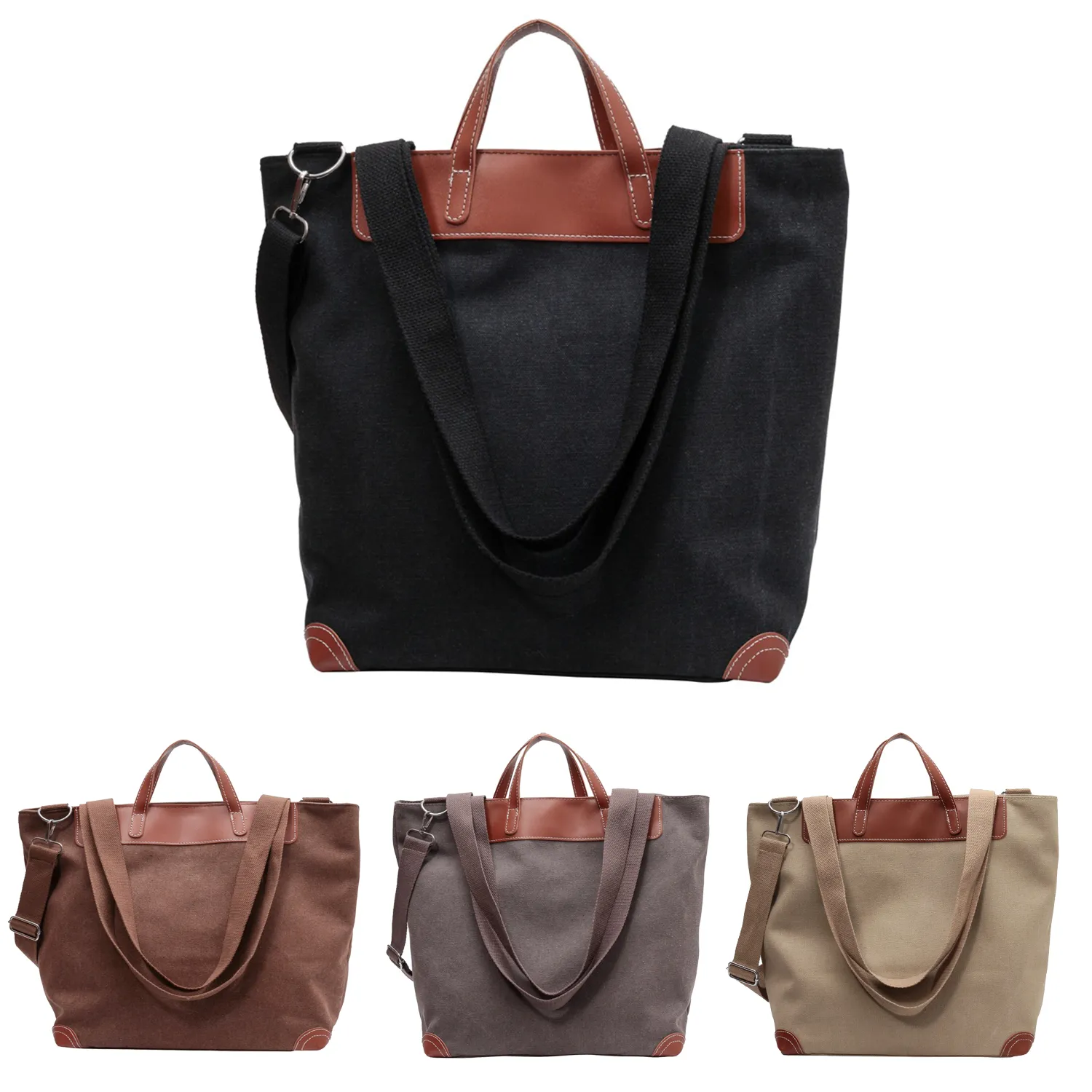 Large Capacity Canvas Tote Shoulder Bags, custom tote bag with logo imprint 2