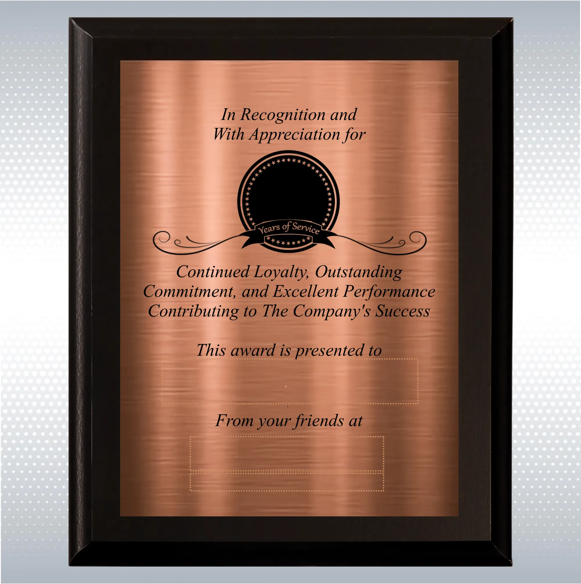 Black Matte Personalized Years of Service Gift Award Plaque 5