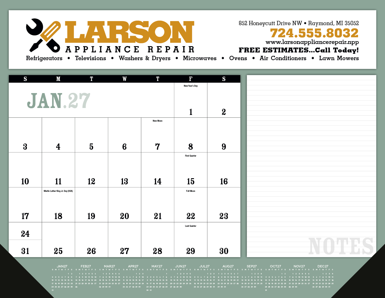 Triumph® Calendars Notes Desk Pad with Vinyl Corners 7
