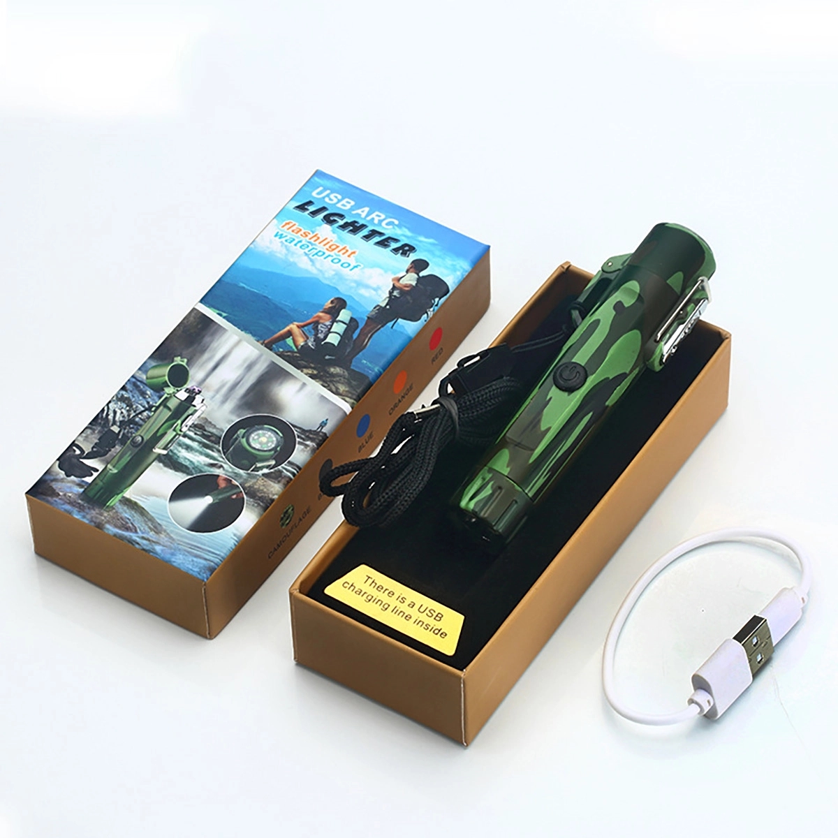 USB Plasma Arc Lighter with Flashlight & Compass 6