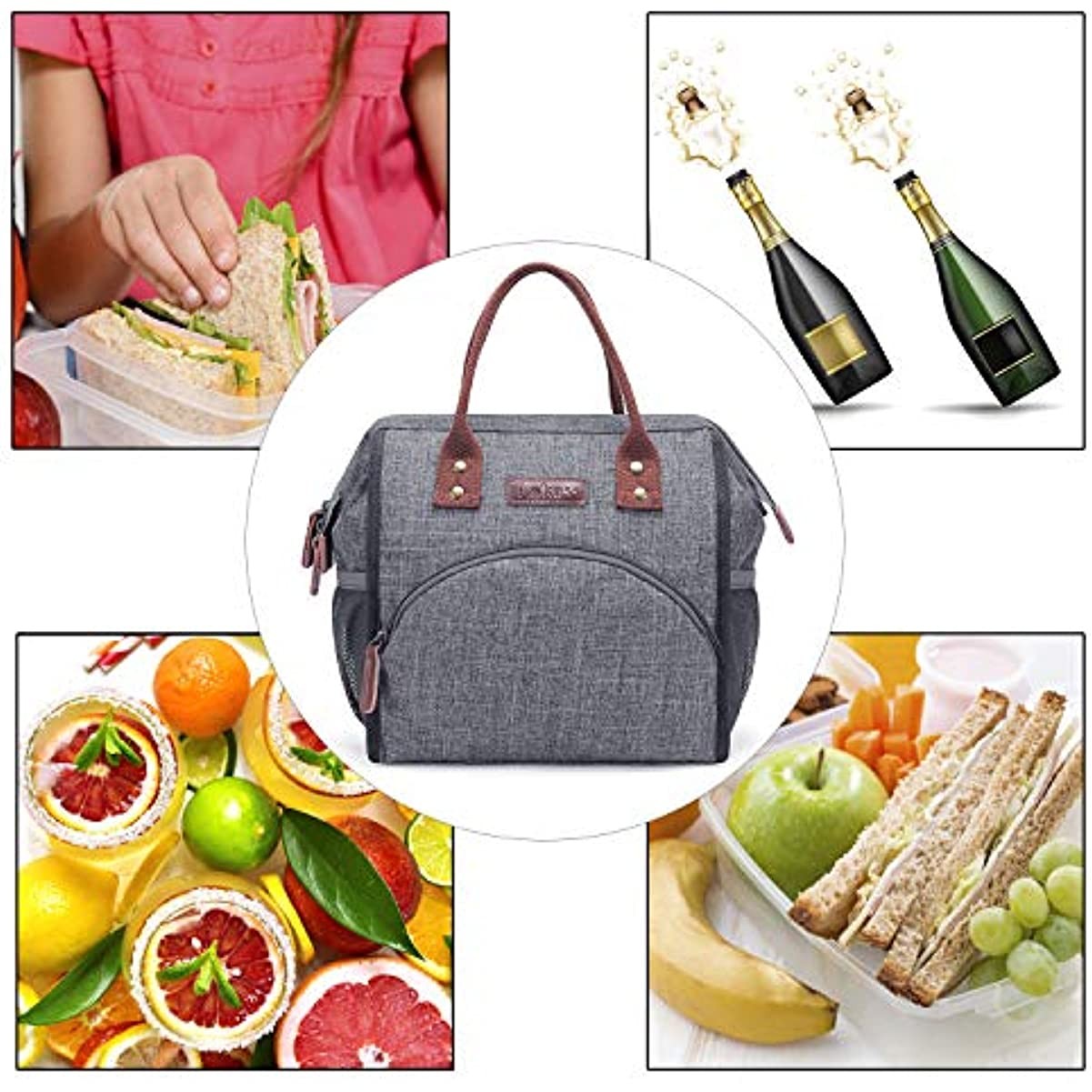 Thermal Insulated Lunch Bag Wide-Open Lunch Tote Bag Large Drinks Holder Durable Nylon Thermal Snack 2