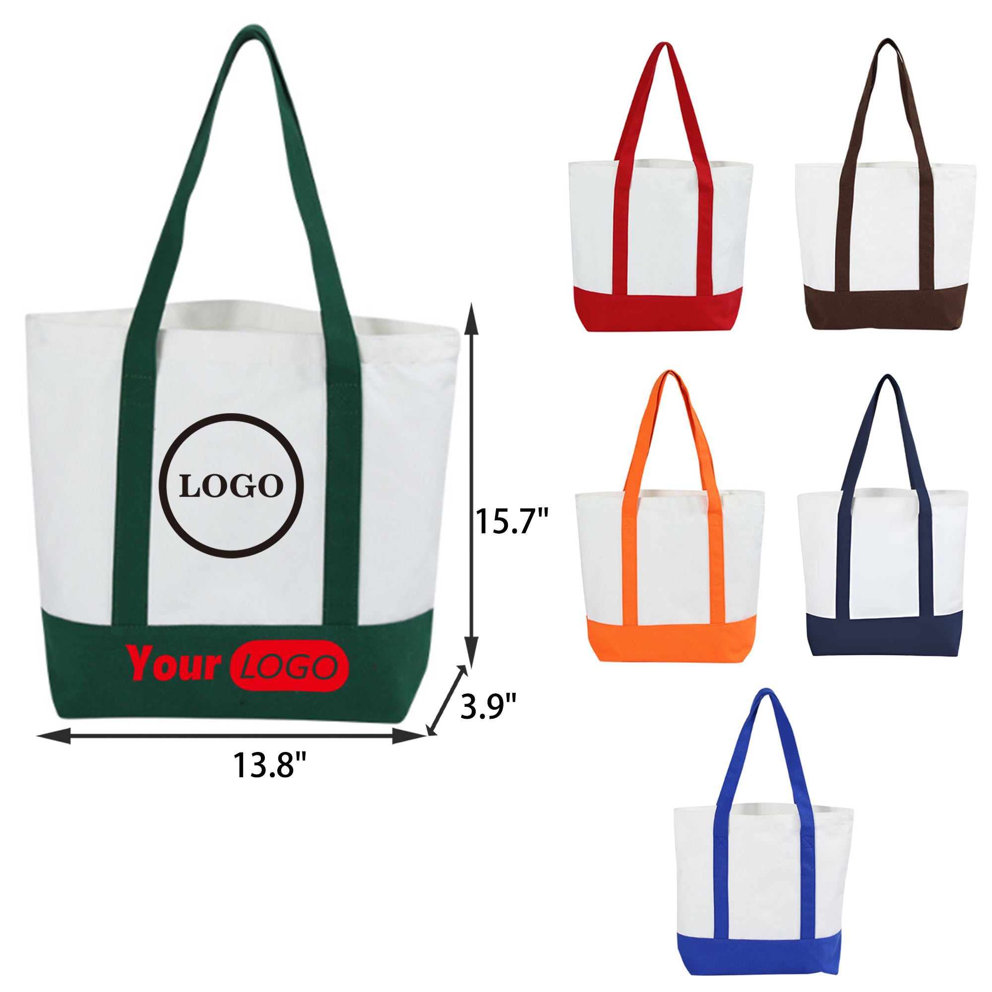MOQ 30 PCS Spacious Colorful Canvas Tote Bag, custom tote bag with logo imprint 4