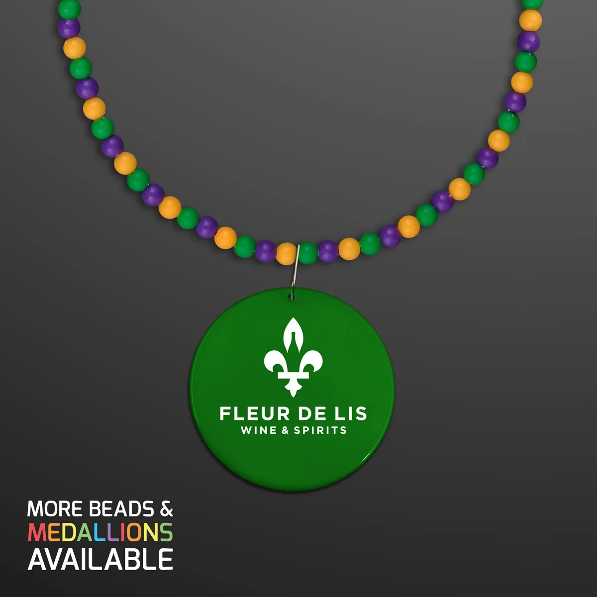 Breakaway Beads for Mardi Gras with Green Medallion 3