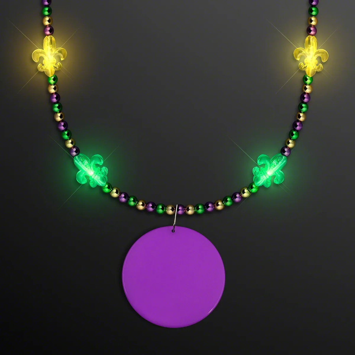 Light Up Fleur de Lis Jewelry, Mardi Gras Medallion 16