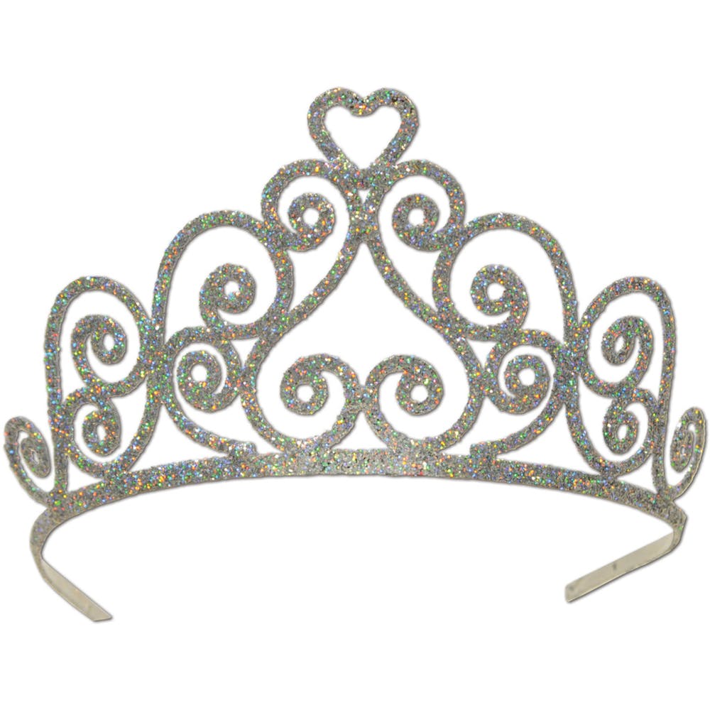 Glittered Metal Tiaras - Silver 2 Combs 1