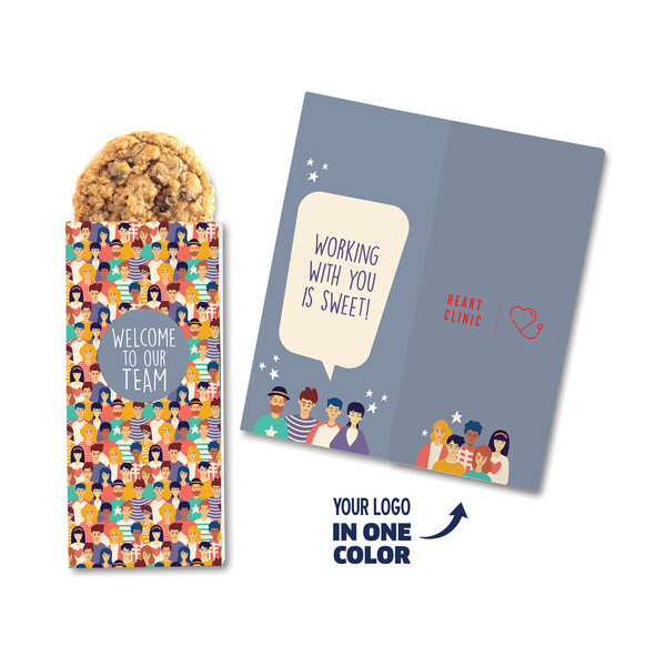 One Color Foil-Stamped Stock Welcome Sweeter Cards with Oatmeal Raisin Cookies 1