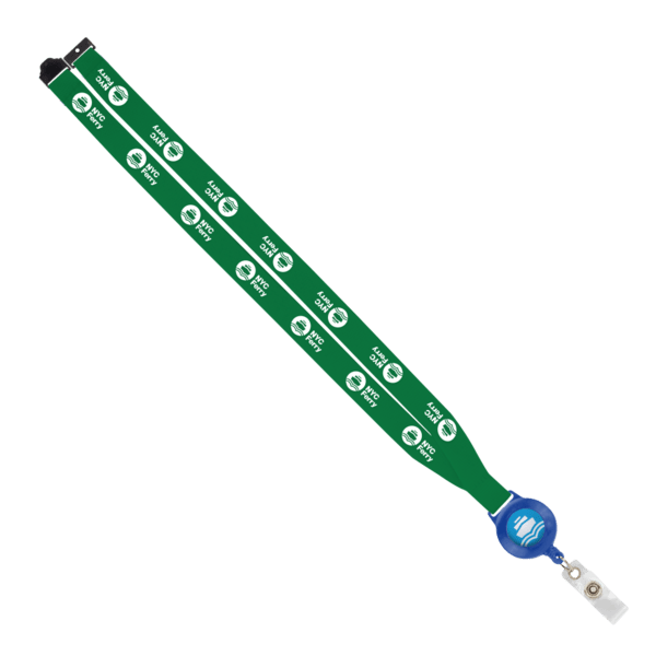 IMPORT 3/4" Polyester Lanyard with Retractable Badge Reel and IPH7 back of neck convenience release. 194
