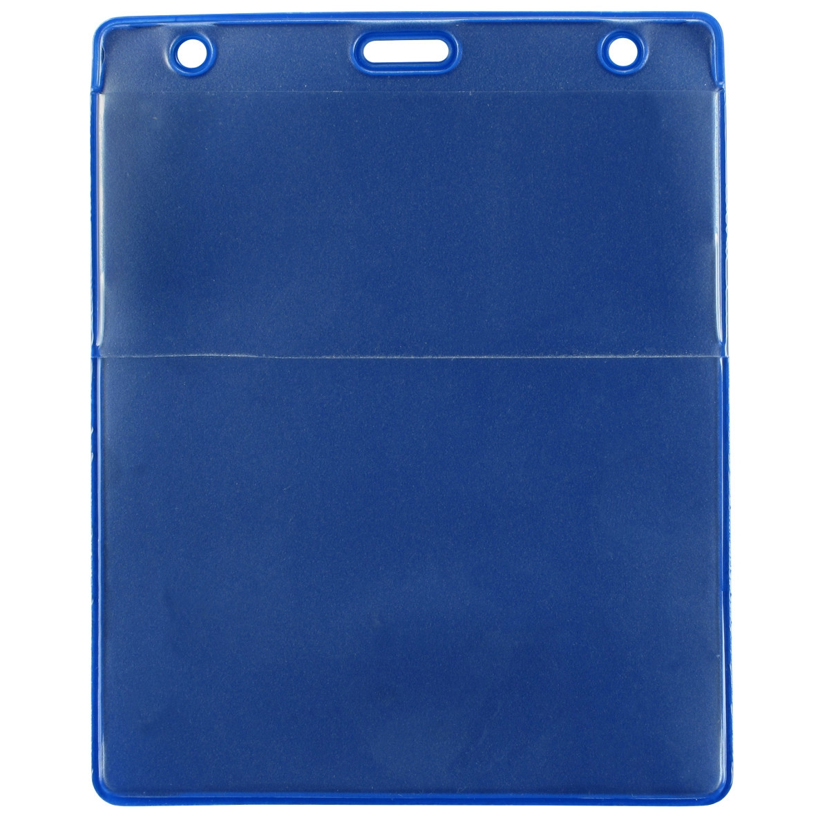 Vertical Top Load Badge Holder w/Slot & Chain Holes (4.44" X 5.25")(Blue) 1