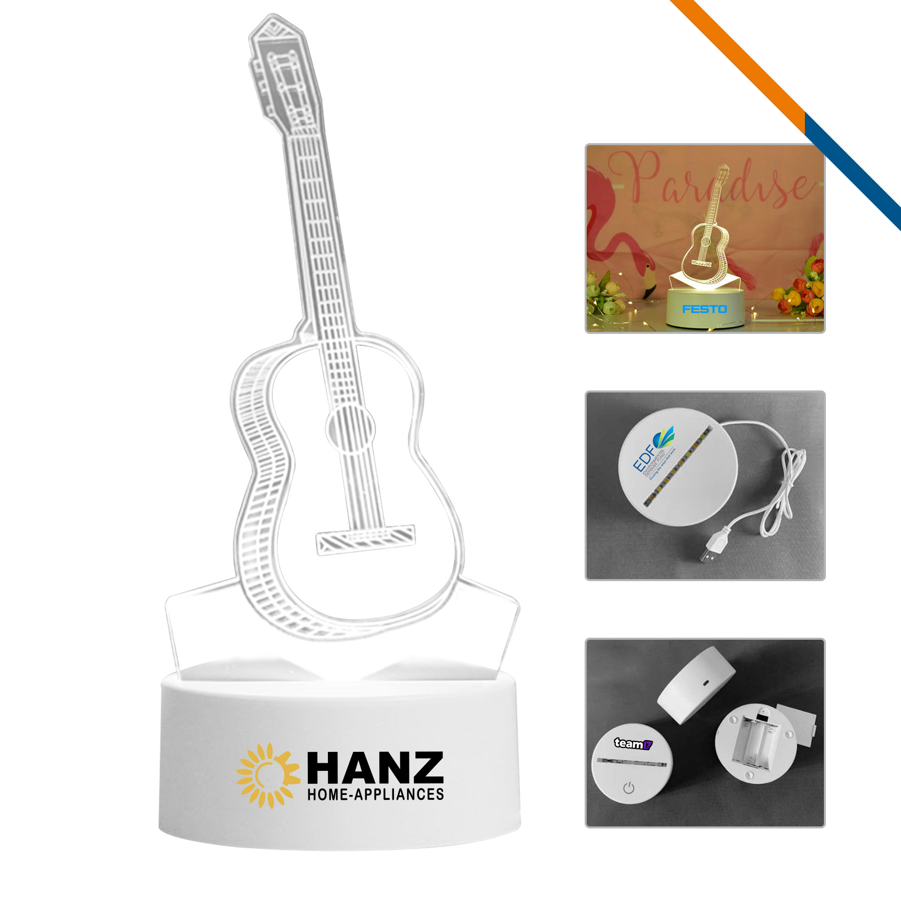 Gerda Guitar USB LED Night Light 3