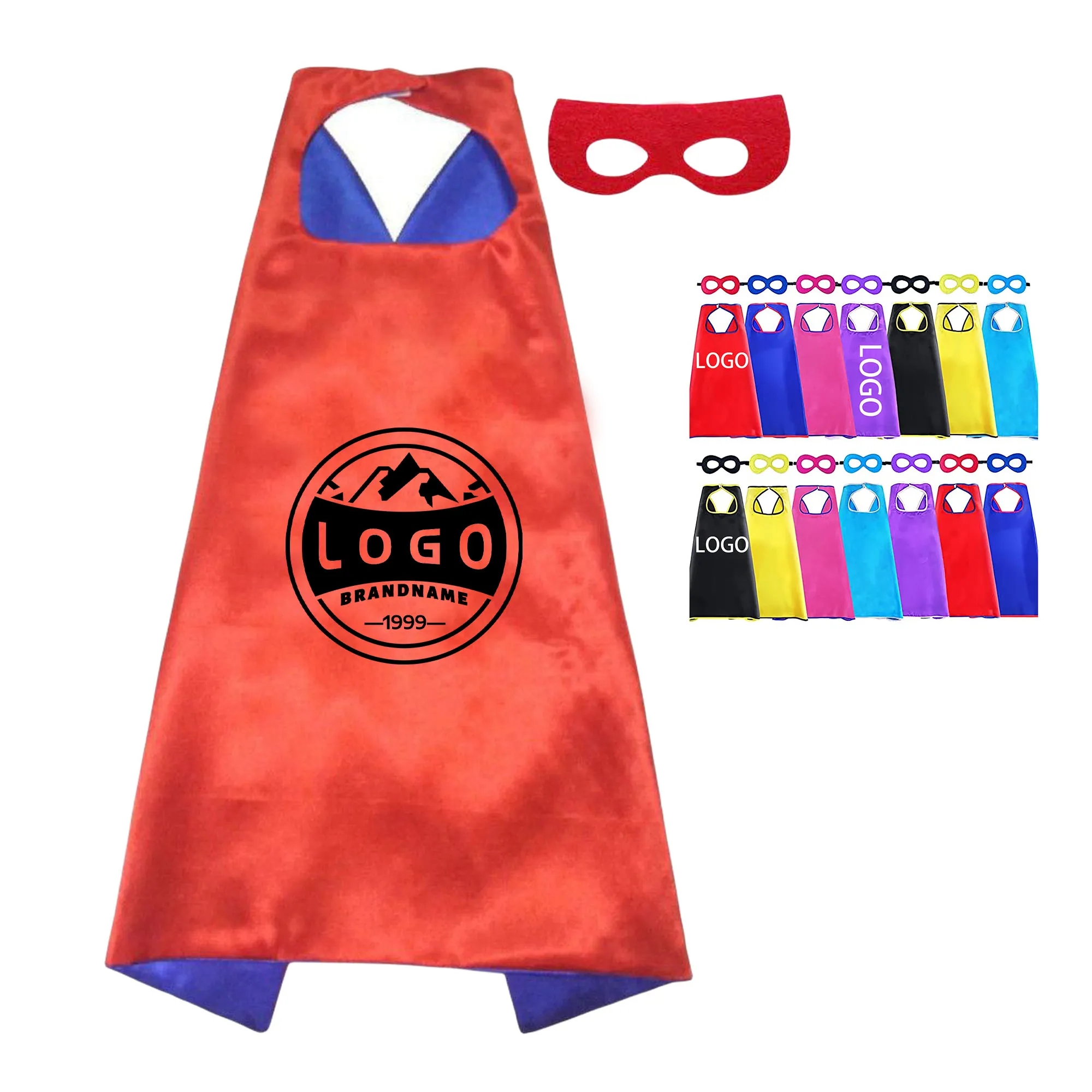 MOQ 20pcs Child Hero Satin Cape With Mask 2