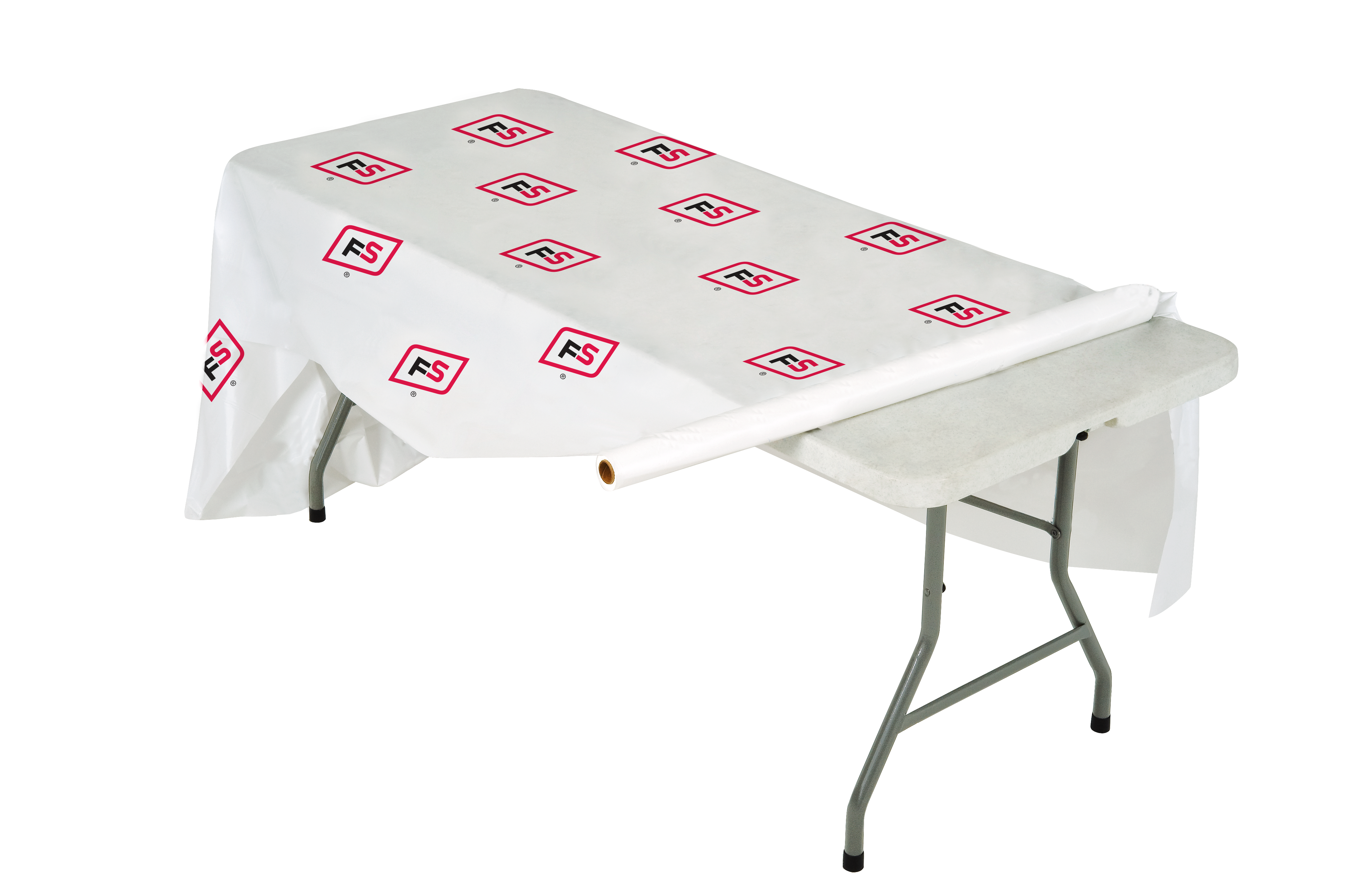 Recyclable White Plastic Step and Repeat Banquet Roll - 2 Color 2