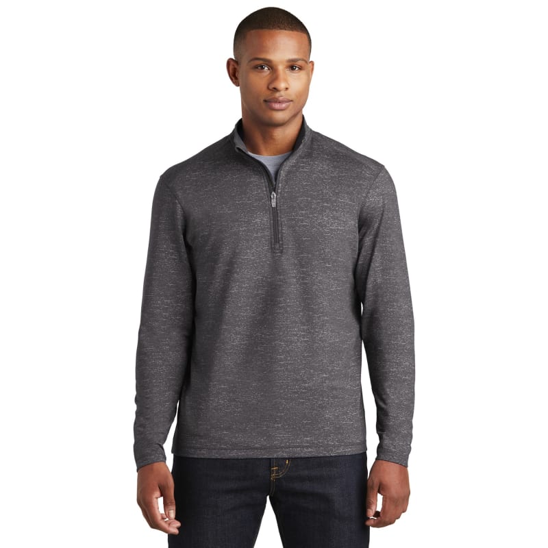 Sport-Tek Sport-Wick Stretch Reflective Heather 1/2-Zip Pullover. 1
