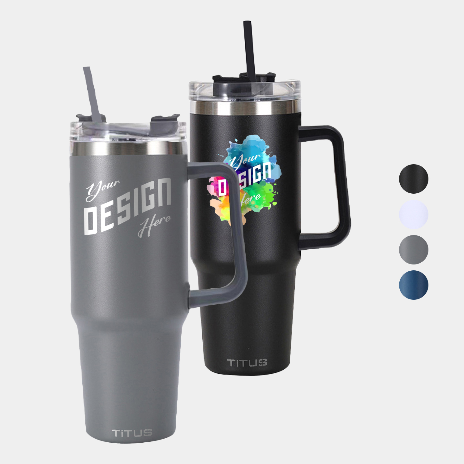 Premium 30 oz TiTUS® Double Wall Stainless Steel Insulated Travel Mug with Straw & Handle 1