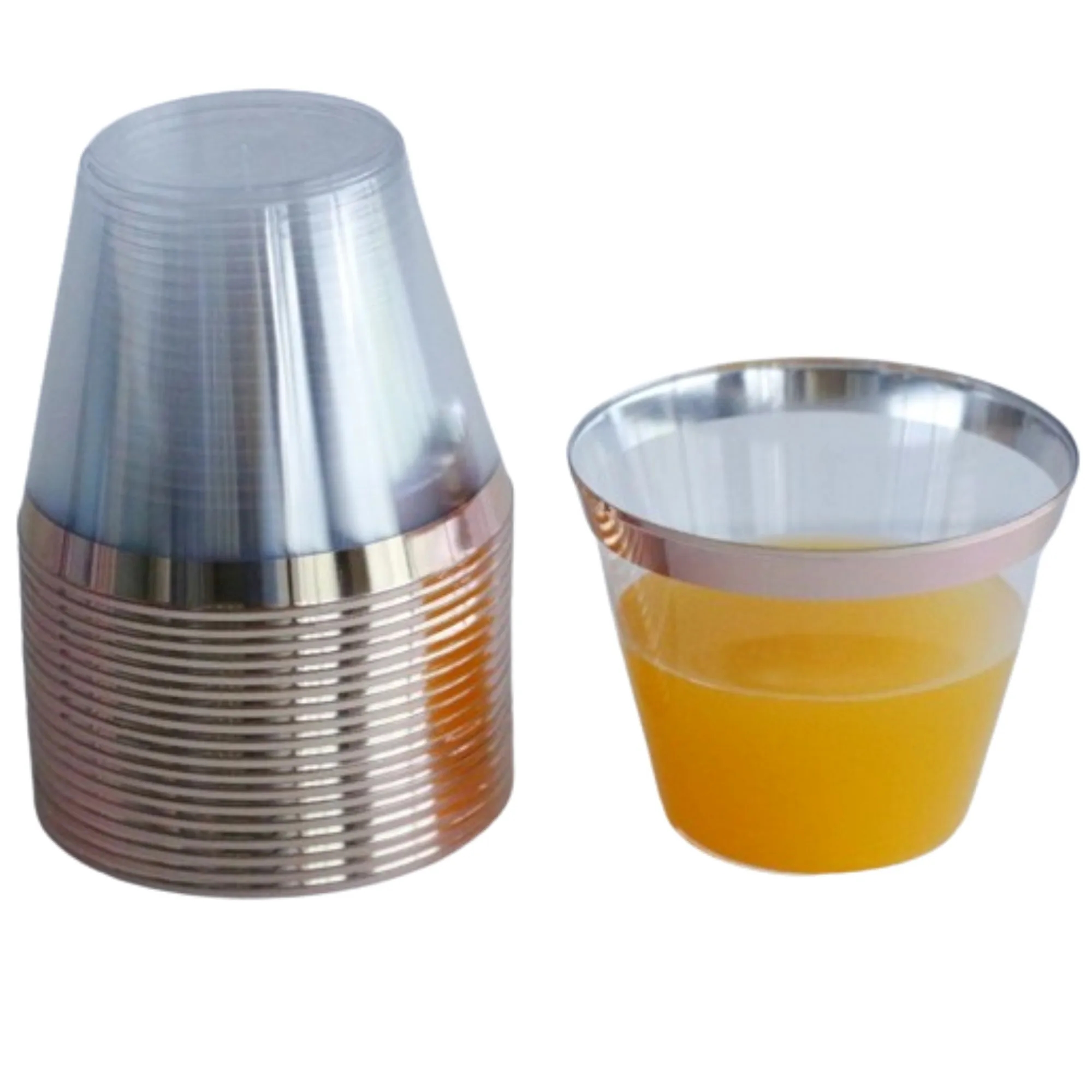 9oz Plastic Cups With Gold Rim 2