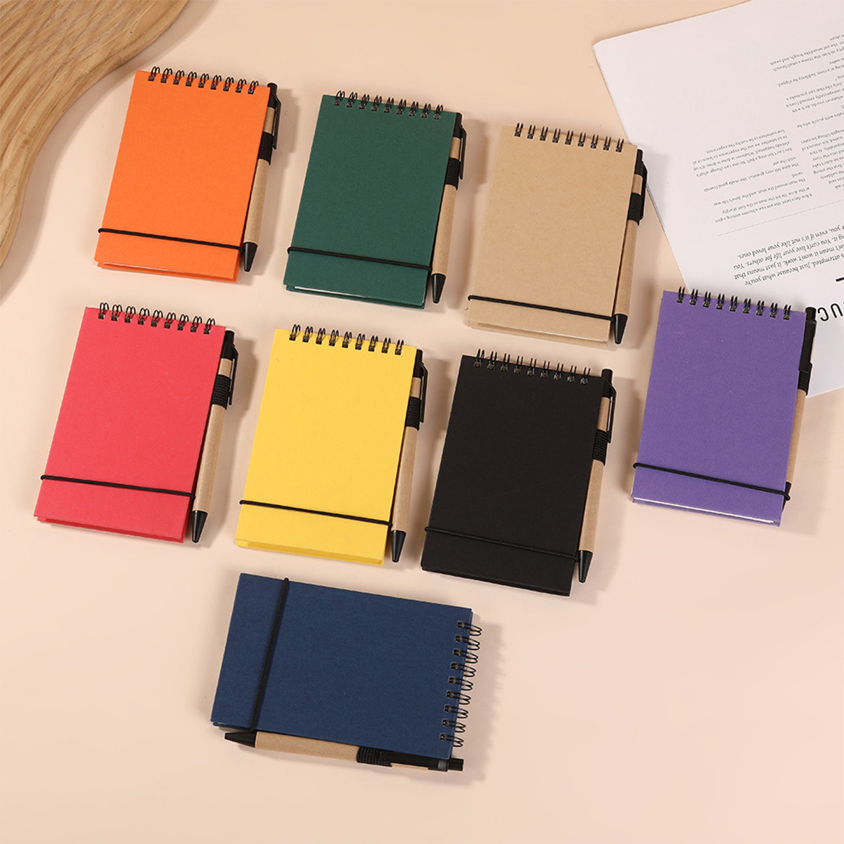 Solid Color Environmentally Friendly Note Pad With Pen 4