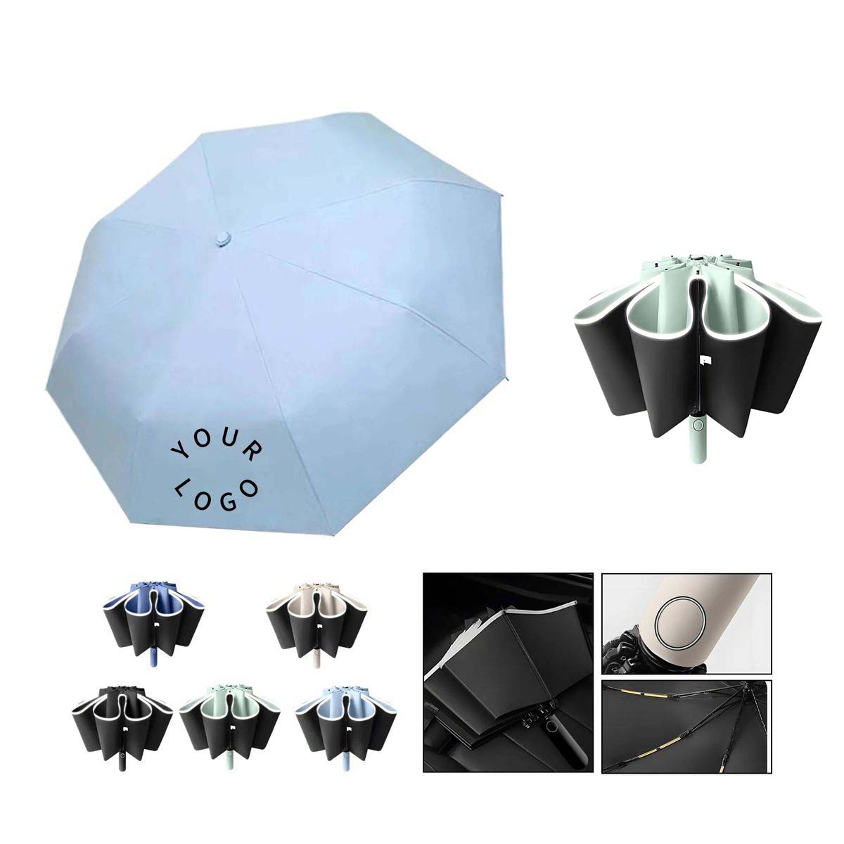 Reflective Safety Folding Umbrella with Automatic Open Close 1