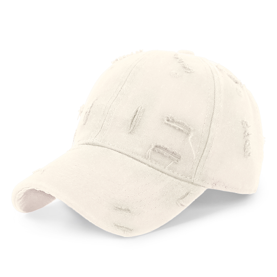 Stock Solid Color Ripped Cotton 6-Panel Baseball Cap 20