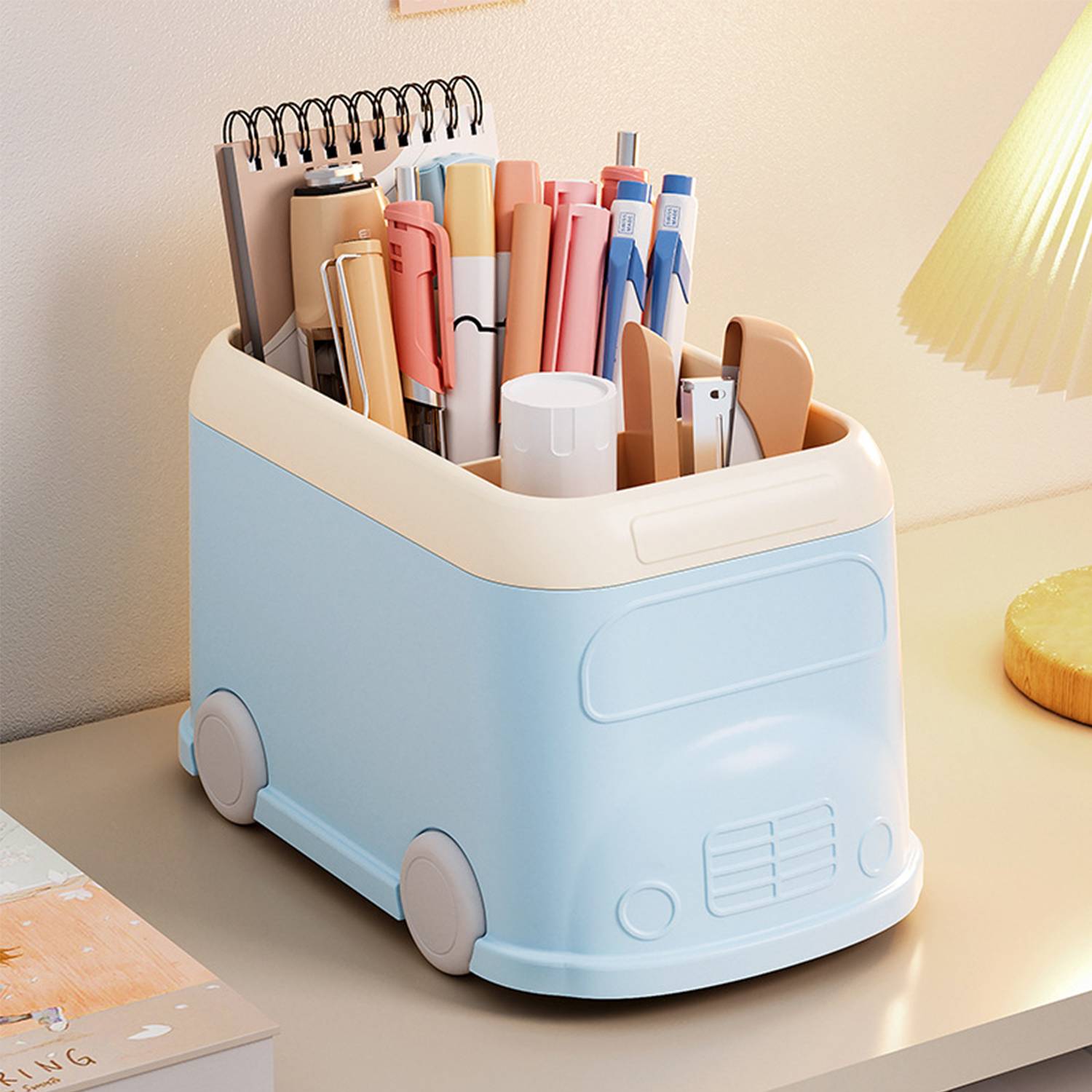 Bus Shaped Pen Pot Desk Organizer Case Cosmetic Brush Holder 5