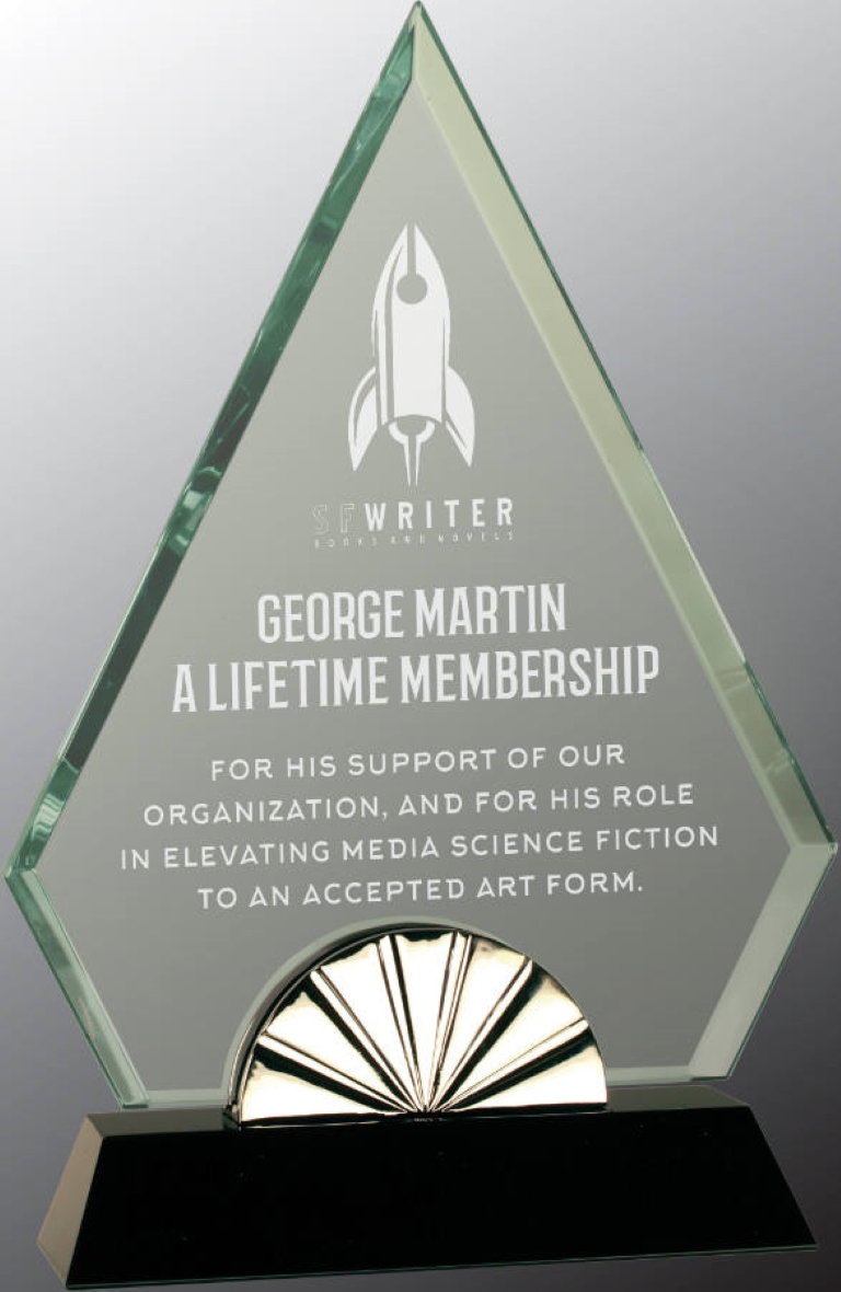 9 3/4" Diamond Horizon Glass Award with Black Base