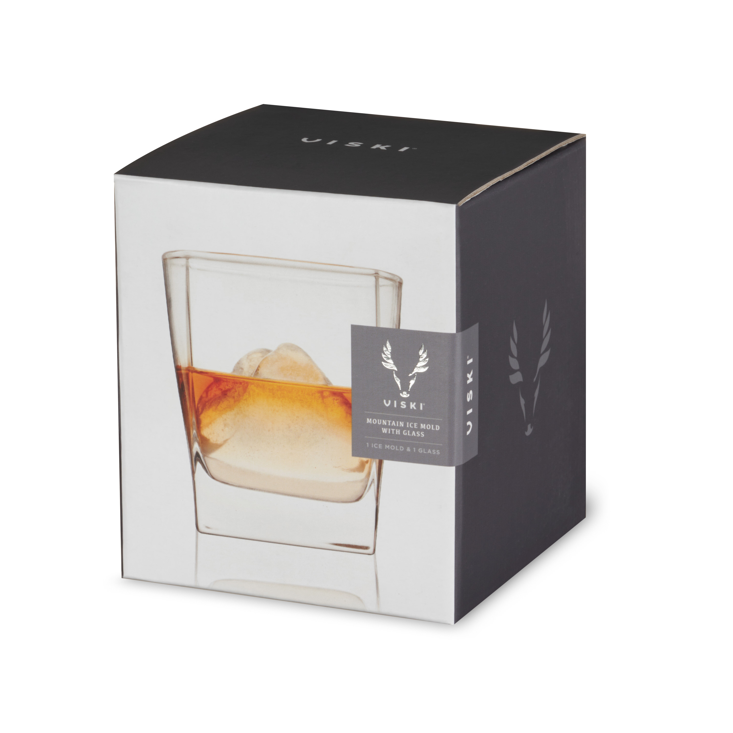 Viski® Glacier Mountain Ice Mold Rocks Glass Set 4