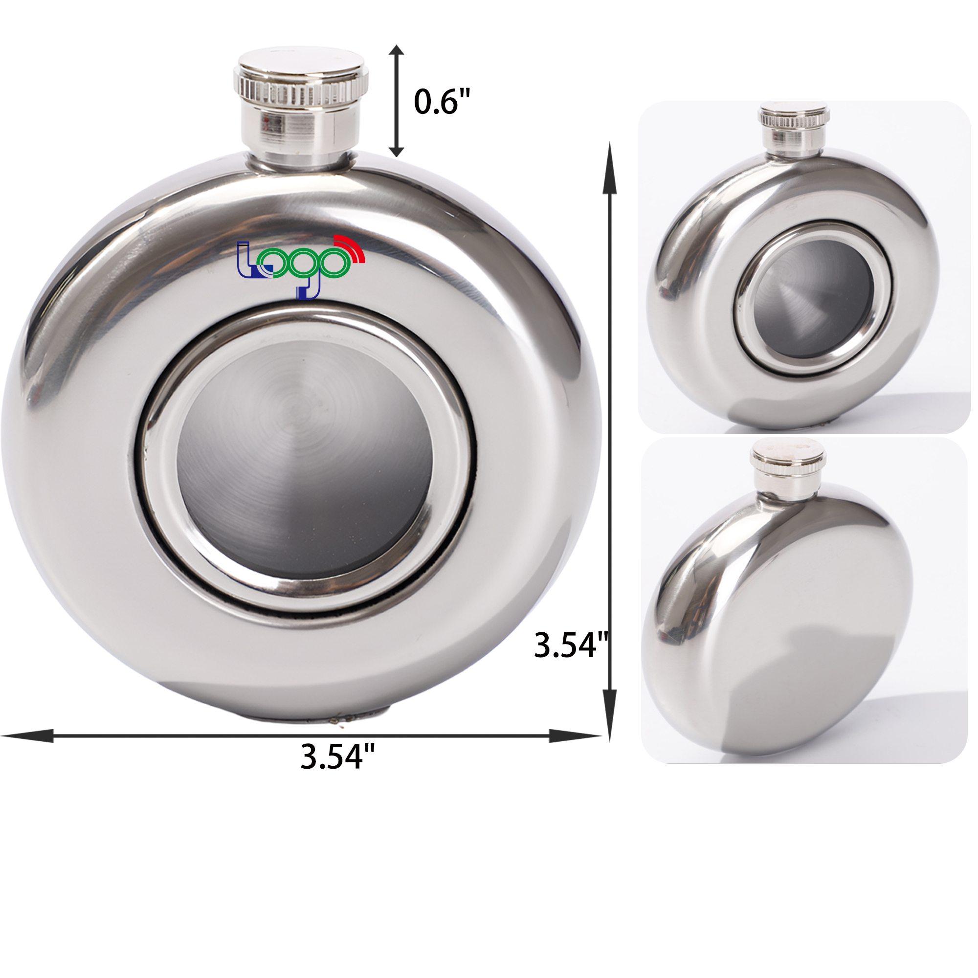 MOQ 30 PCS Stylish 5 OZ Round Stainless Steel Hip Flask 2
